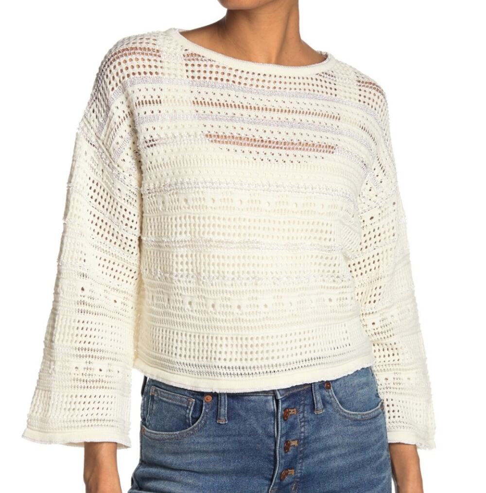 Cotton Emporium Medium Boat Neck Pointelle Sweater